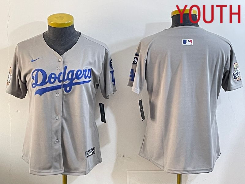 Youth Los Angeles Dodgers Blank Grey Game 2024 Nike MLB Jersey style 12059->youth mlb jersey->Youth Jersey